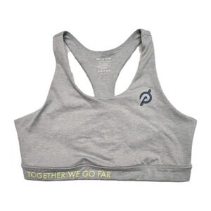 Peloton Cycling Bike Sports Bra Racerback Gray Soft Cute Comfy Logo Womens Large